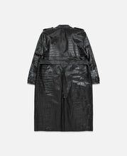 Faux Croco Leather Trench (Black)