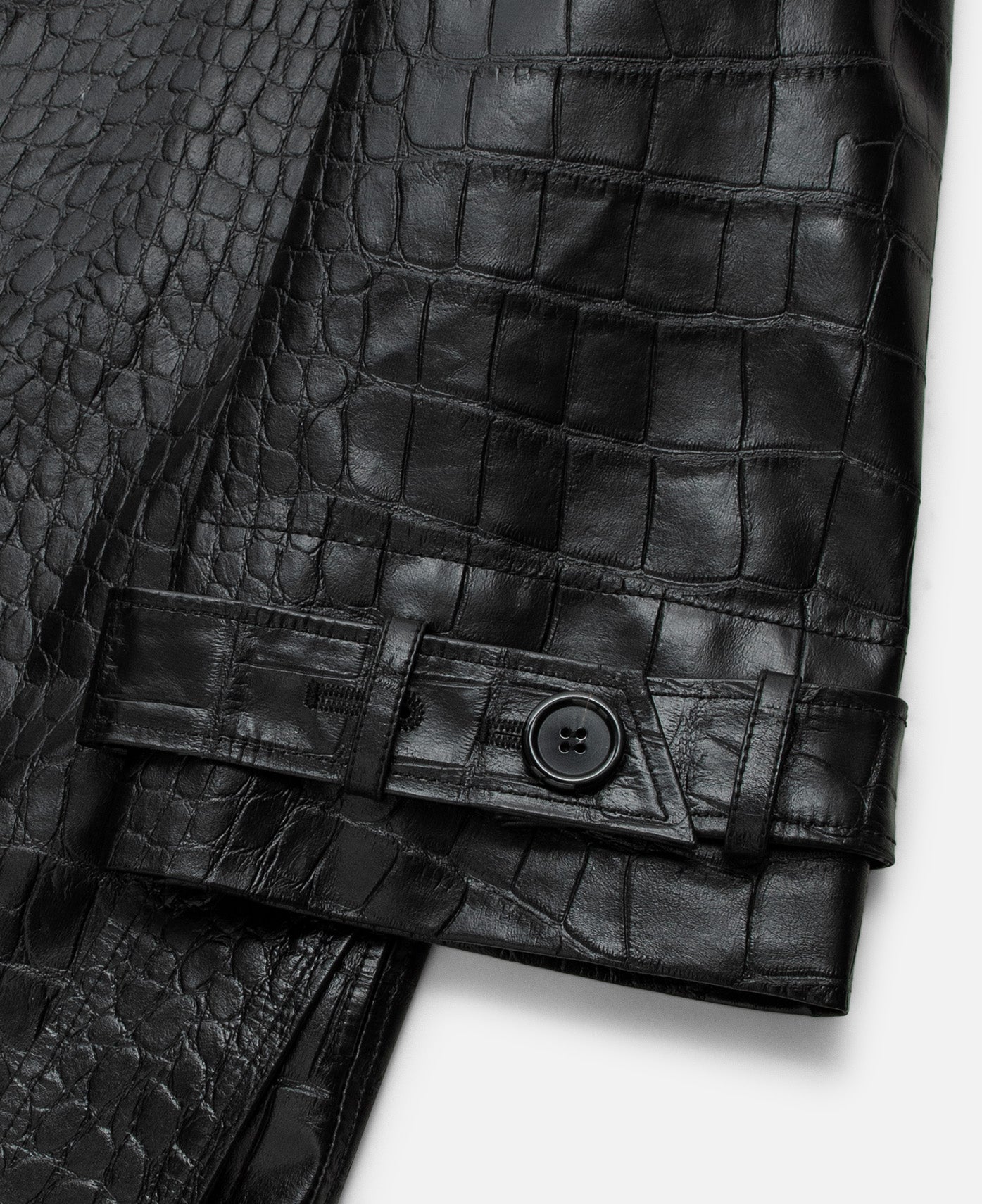 Faux Croco Leather Trench (Black)