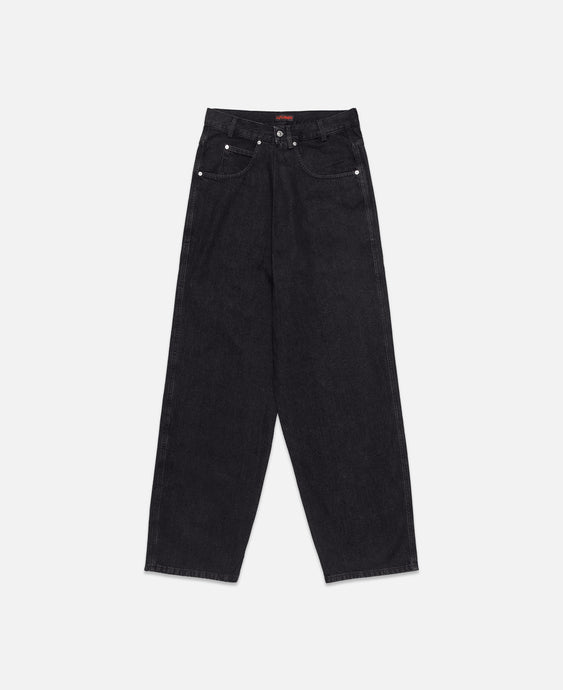 Unisex Pleated Front Jeans (Black)