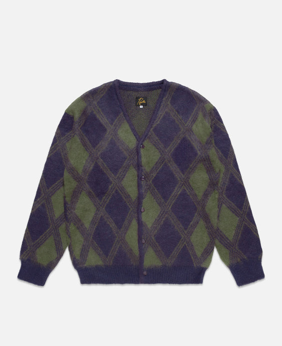 Mohair Cardigan - Argyle (Purple)