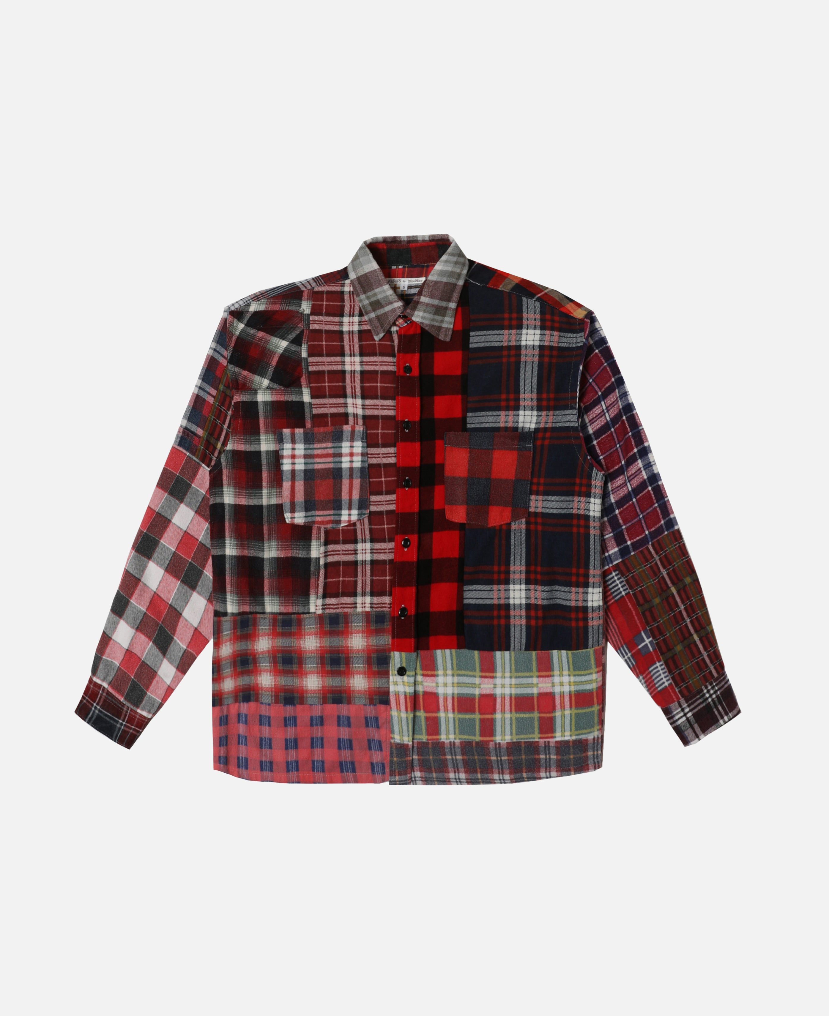 Flannel Shirt - Straight Hem Shirt (Multi) (Size S)