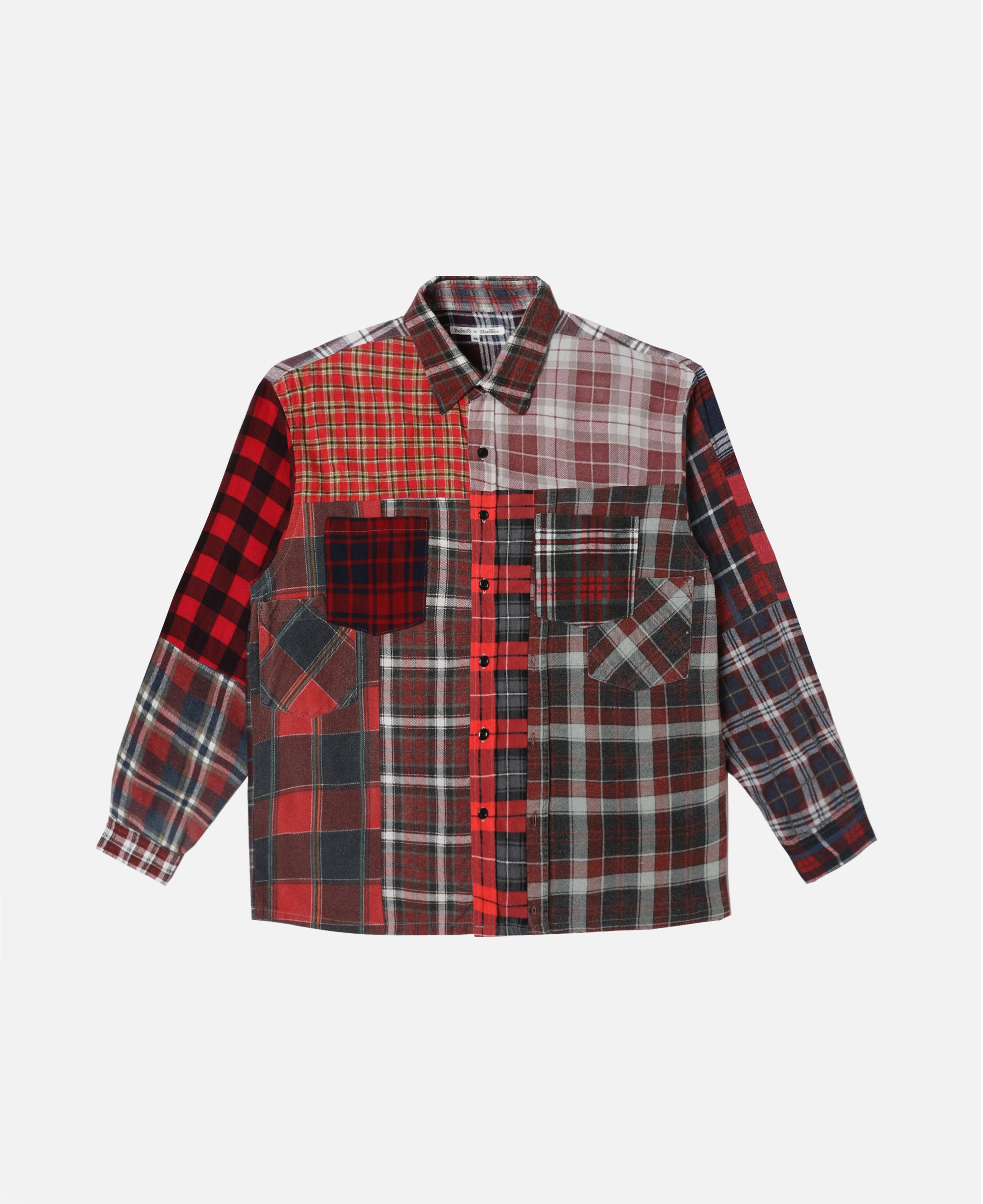 Flannel Shirt - Straight Hem Shirt (Multi) (Size M)