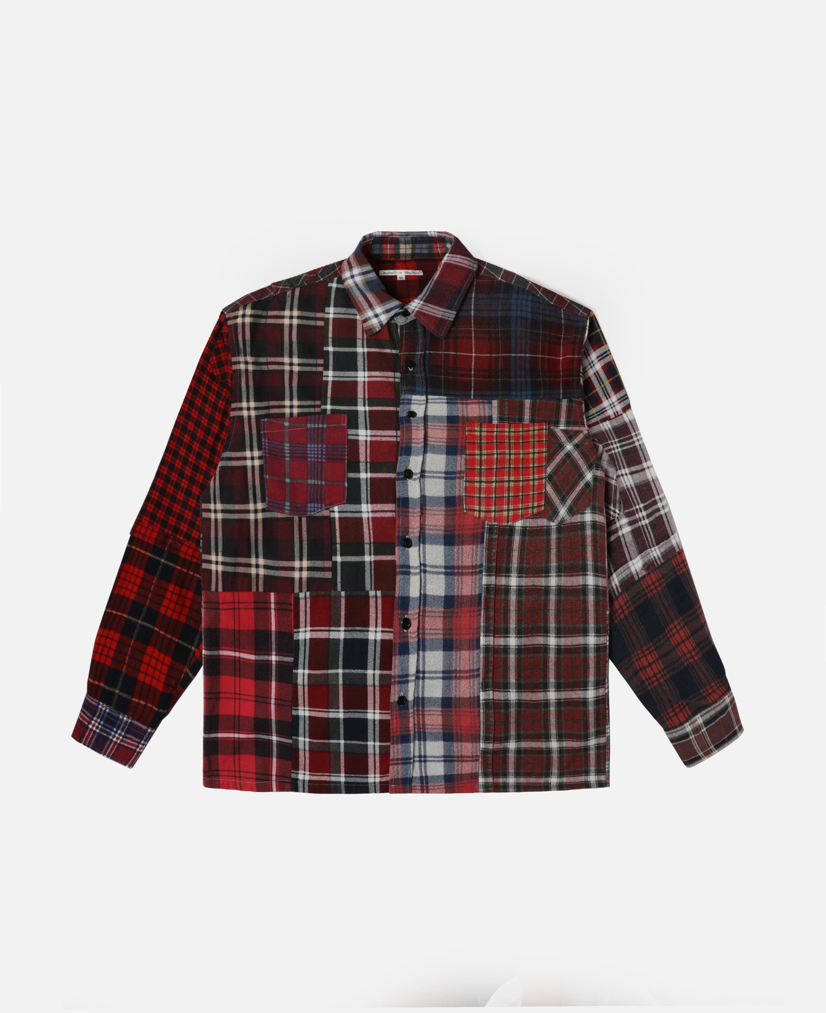 Flannel Shirt - Straight Hem Shirt (Multi) (Size XL)