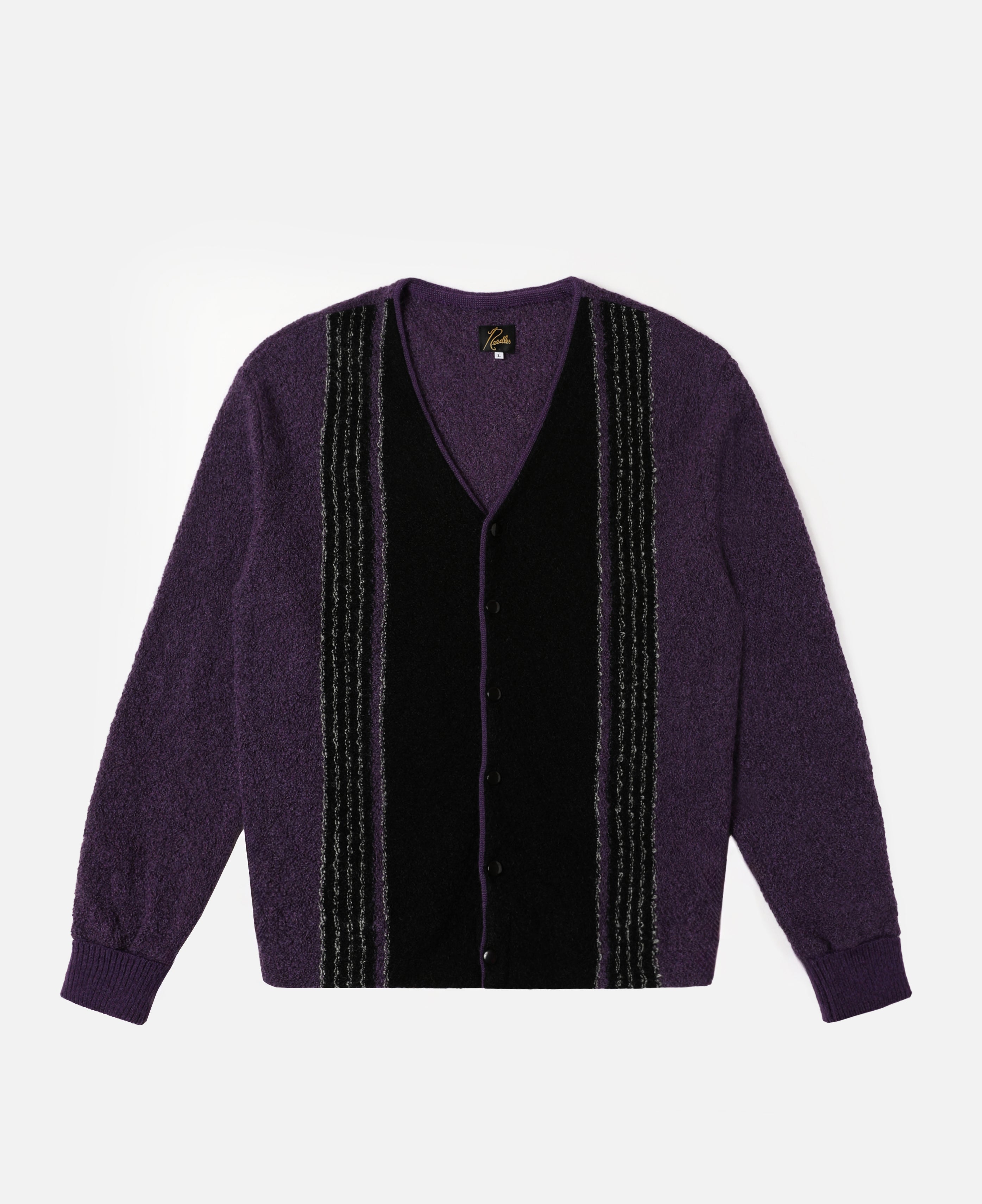 Knit Cardigan - Crepe Weave Stripe (Purple)