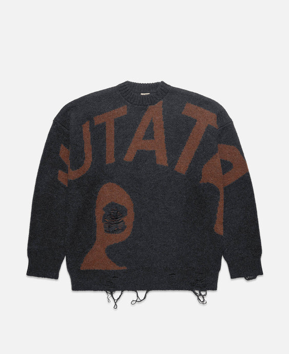 Mutate Distressed Crew Neck Knit (Grey)