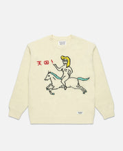 Intarsia Crew Neck Sweater (White)