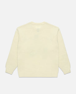 Intarsia Crew Neck Sweater (White)