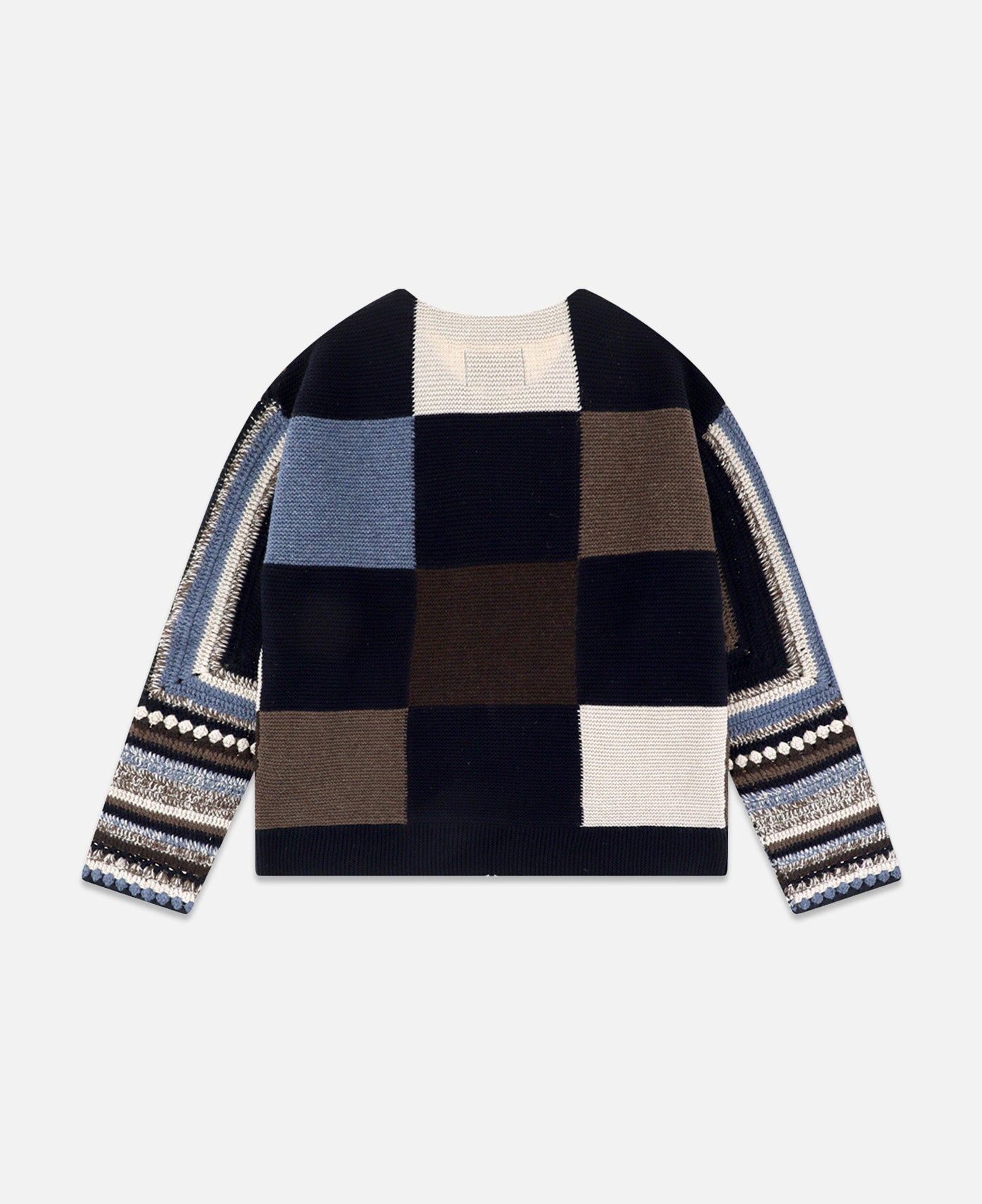 Color Block Croche Knit Zip Up (Multi)