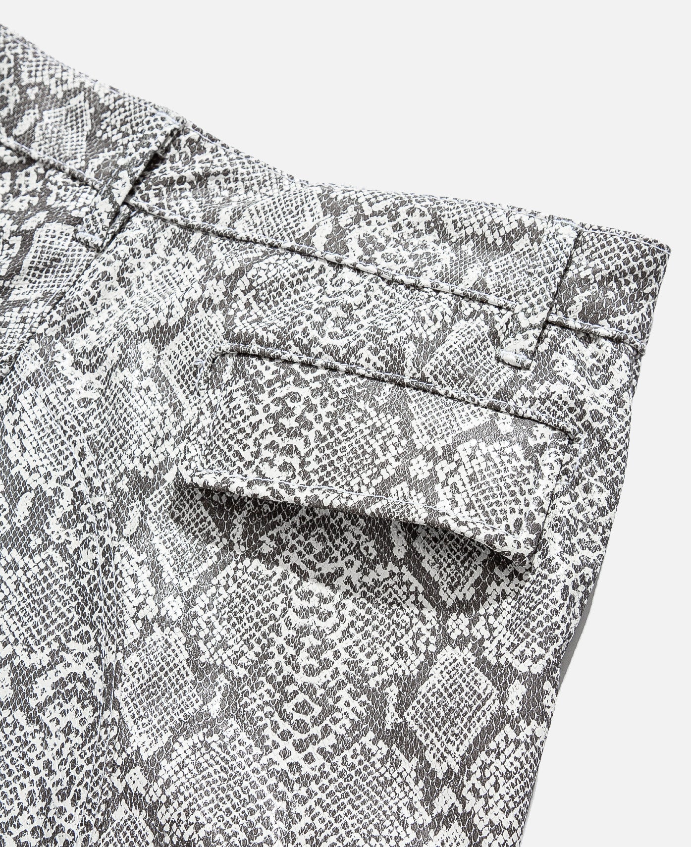 Faux Leather Snakeskin Cargo Short (White)