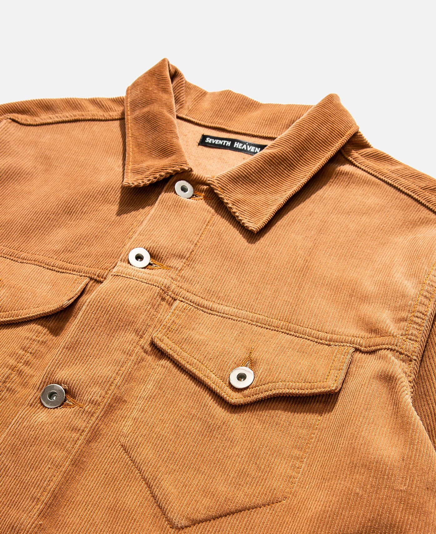 Corduroy Perforated Trucker Jacket (Brown)