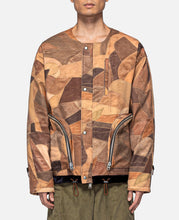Leather Patch Print Padded Jumper (Brown)