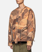 Leather Patch Print Padded Jumper (Brown)