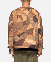 Leather Patch Print Padded Jumper (Brown)