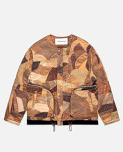Leather Patch Print Padded Jumper (Brown)