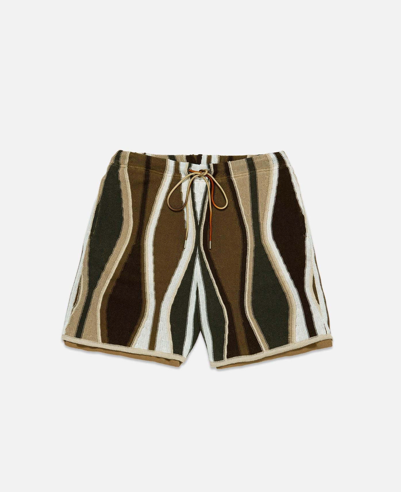7G Feather Stripe Knit Shorts (Beige)
