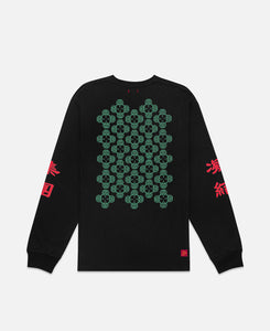 Lion Head Pattern L/S T-Shirt (Black)