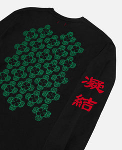 Lion Head Pattern L/S T-Shirt (Black)