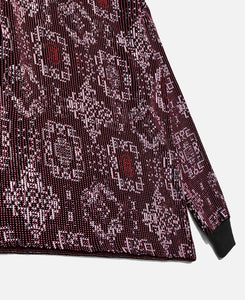 Bandana Silk Pattern Knit Hoodie (Burgundy)