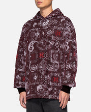 Bandana Silk Pattern Knit Hoodie (Burgundy)