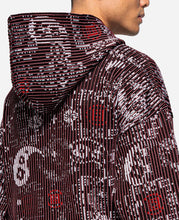 Bandana Silk Pattern Knit Hoodie (Burgundy)