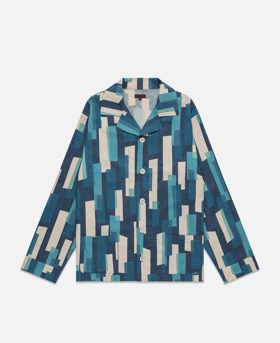 Striped Pattern Pajama Top (Blue)