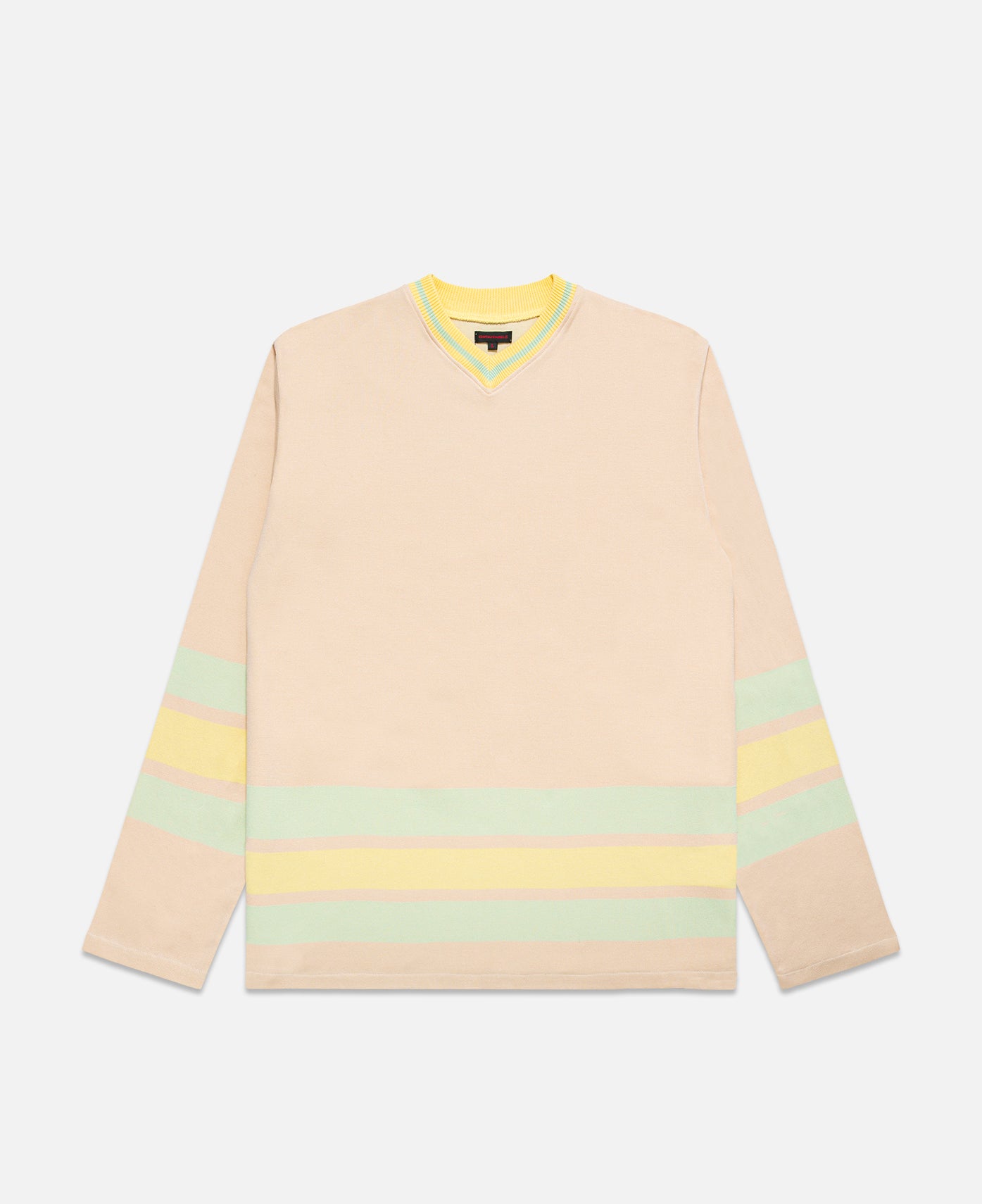 V-Neck Football Sweater (Beige)