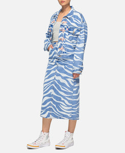 70's High Midi Skirt (Blue)