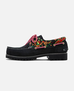 Women's Noreen 3-Eye Lug Handsewn Boat Shoes (Black)