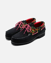 Men's 3-Eye Lug Handsewn Boat Shoes (Black)