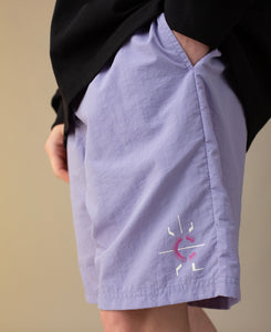 CLOTTEE Logo Print Surf Trunks (Purple)