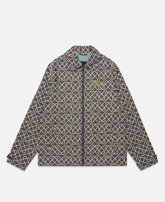 Hearted Pattern Zip Up Jacket (Grey)