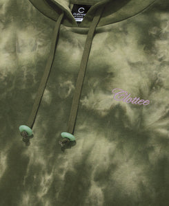CLOTTEE Script Tie Dye Hoodie (Green)