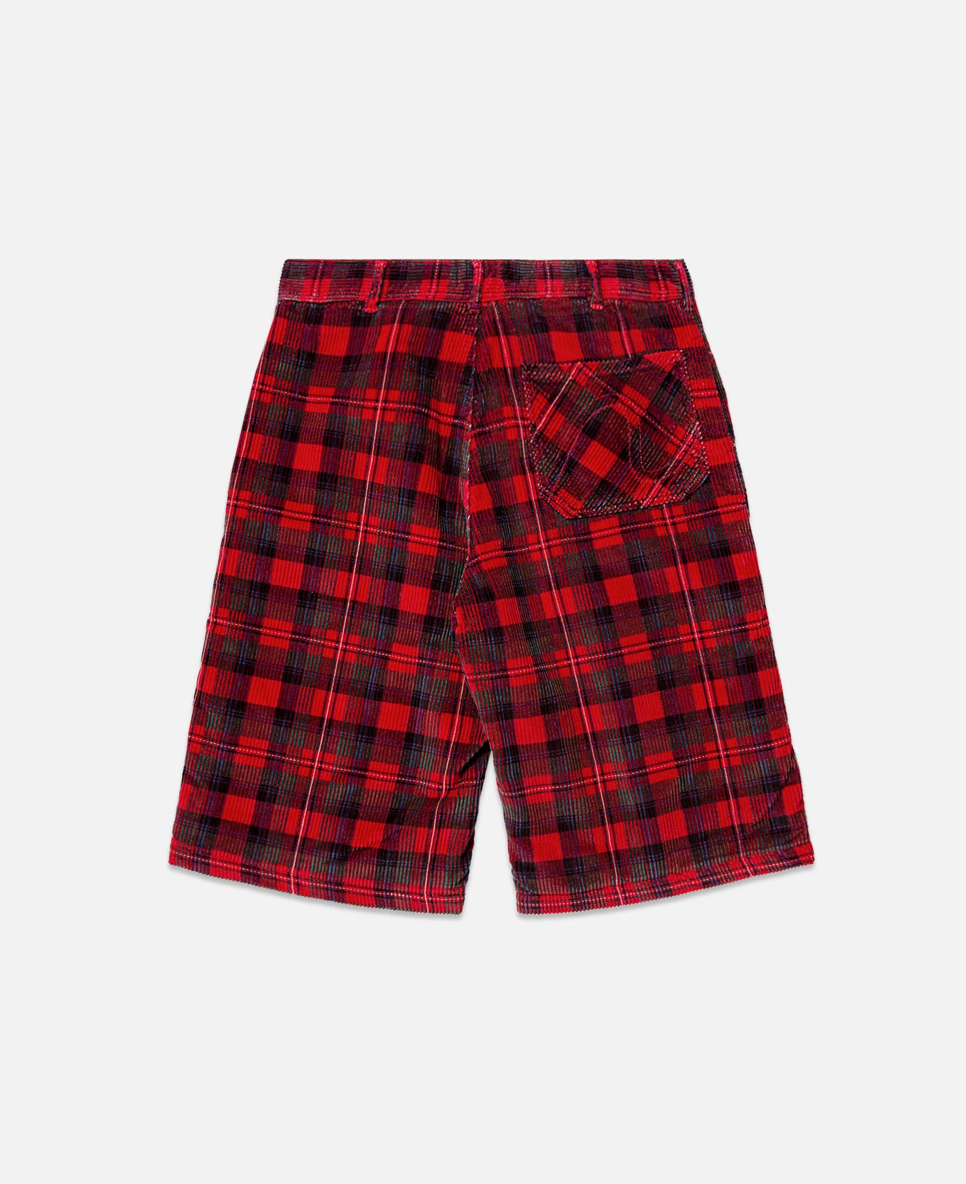 Unisex Plaid Corduroy Woven Shorts  (Red)