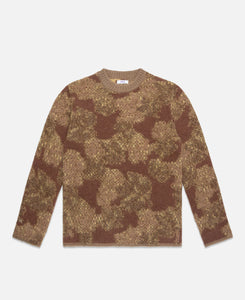 Unisex Round Neck Jacquard Sweater (Brown)