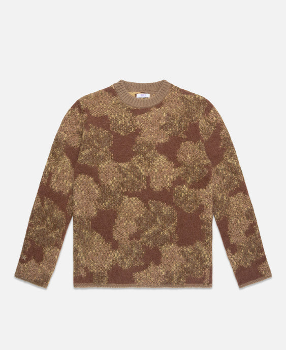 Unisex Round Neck Jacquard Sweater (Brown)