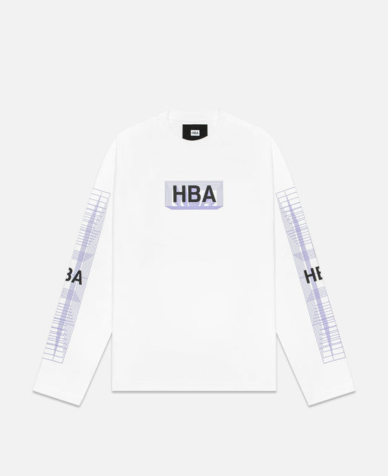 Grid Box Logo L/S T-Shirt (White)