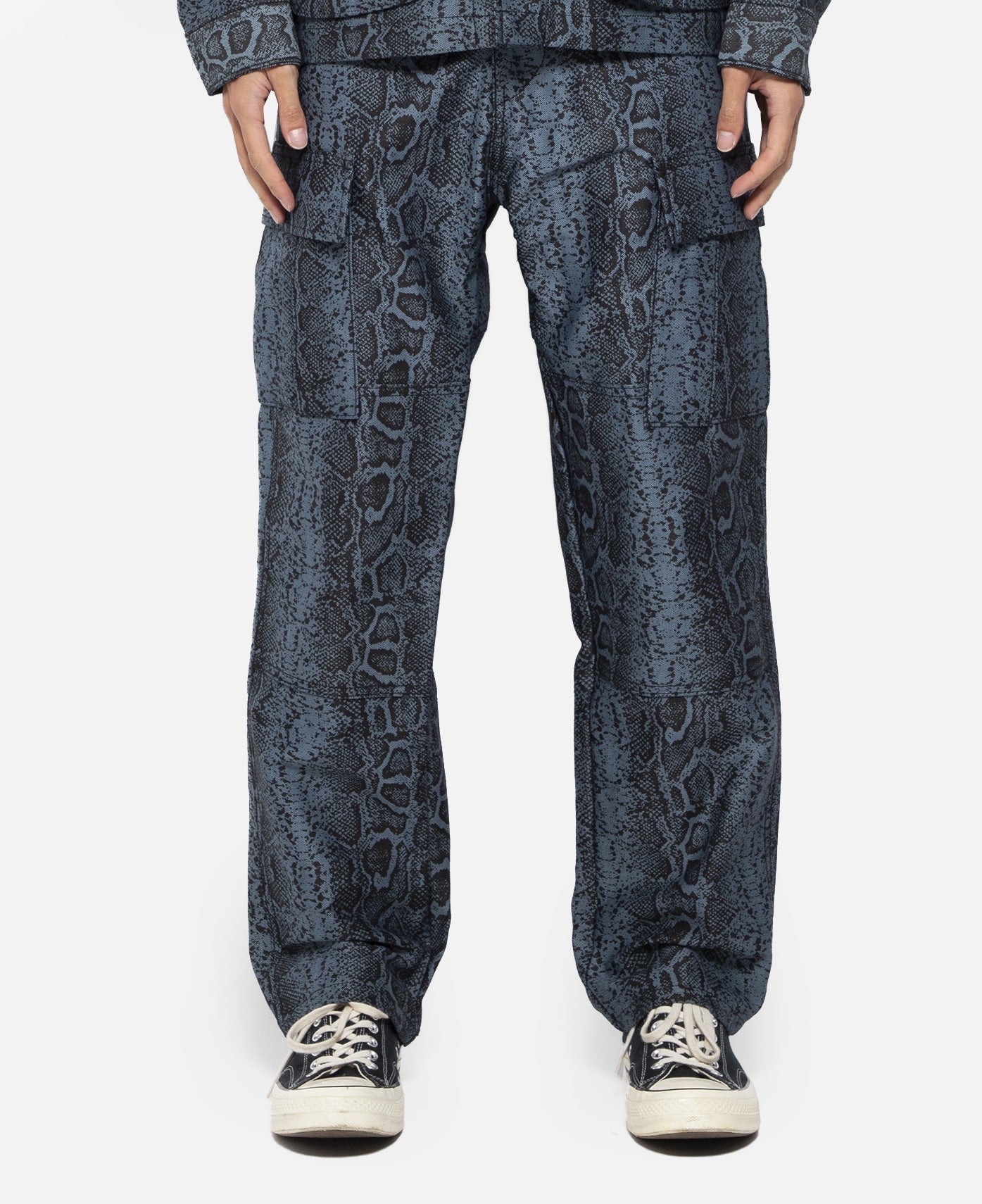 Snakeskin Cargo Pants (Blue)