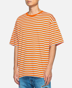Needles Crew Neck Stripe T-Shirt (Orange)