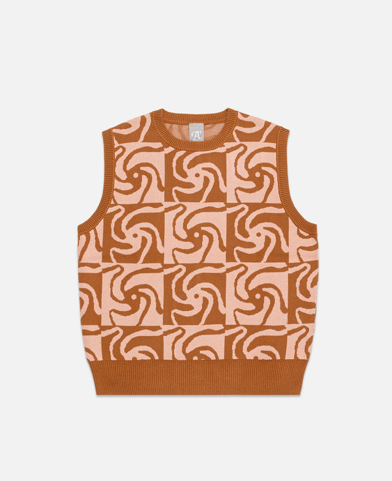 Pinwheel Knitted Vest (Brown)