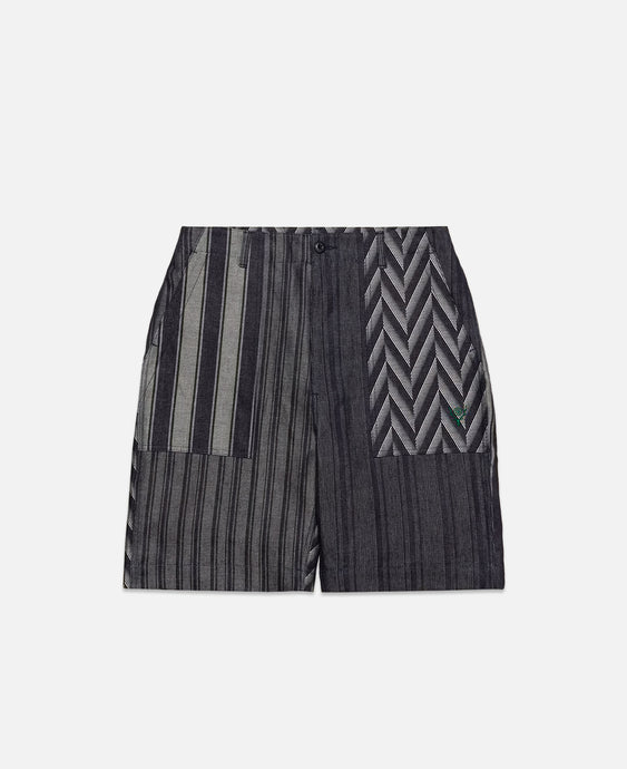 Stripe Denim Fatigue Shorts (Charcoal)
